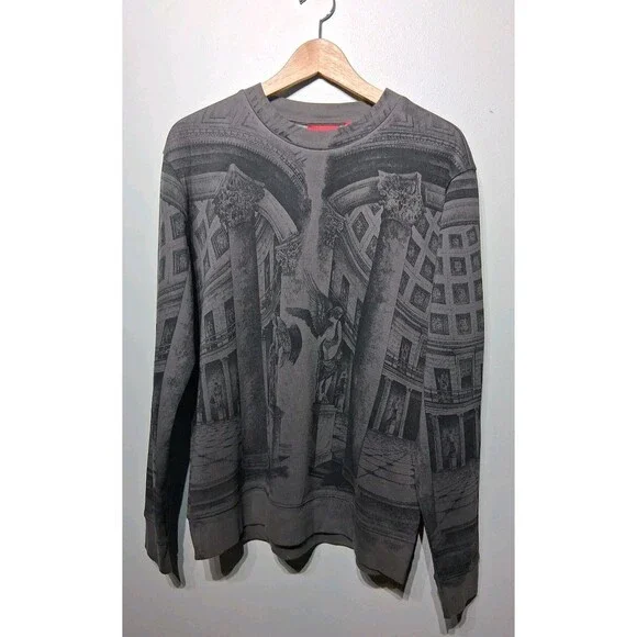 Hugo Boss Dadded Men's Oversized Charcoal Printed Sweatshirt Size S - Picture 3 of 11
